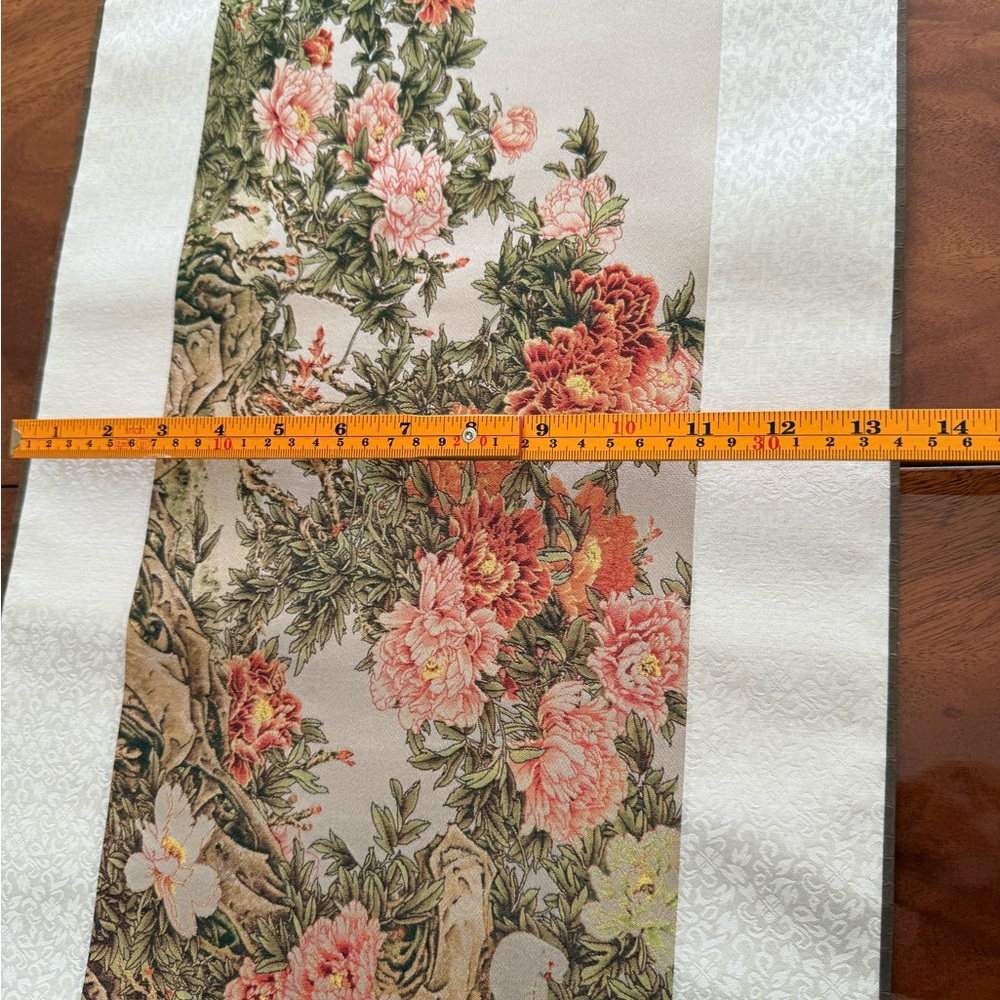 Artistic Wall Scroll with Floral Design - Asia